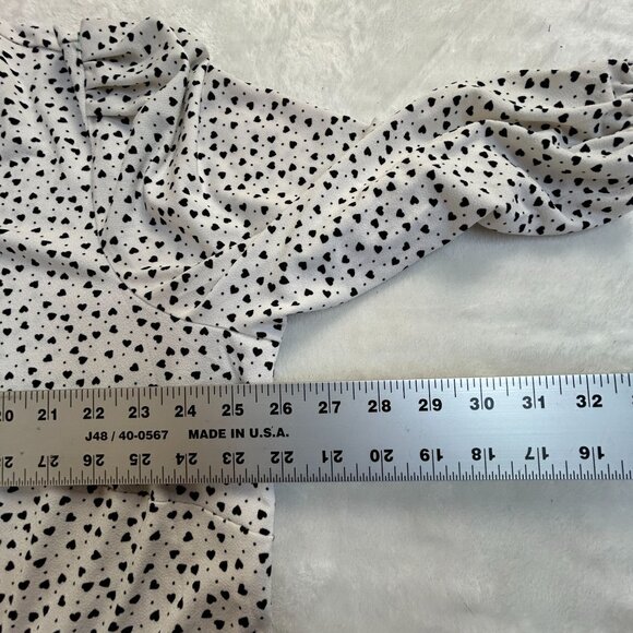 Adrianna Papell Womens White Black Heart Print 3/4 Sleeve Blouse Top 2X NWOT - Picture 7 of 8
